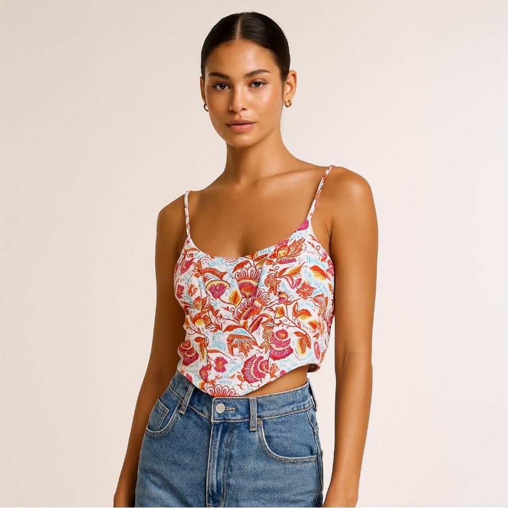 A368 • Boho Floral Draped Crop Top